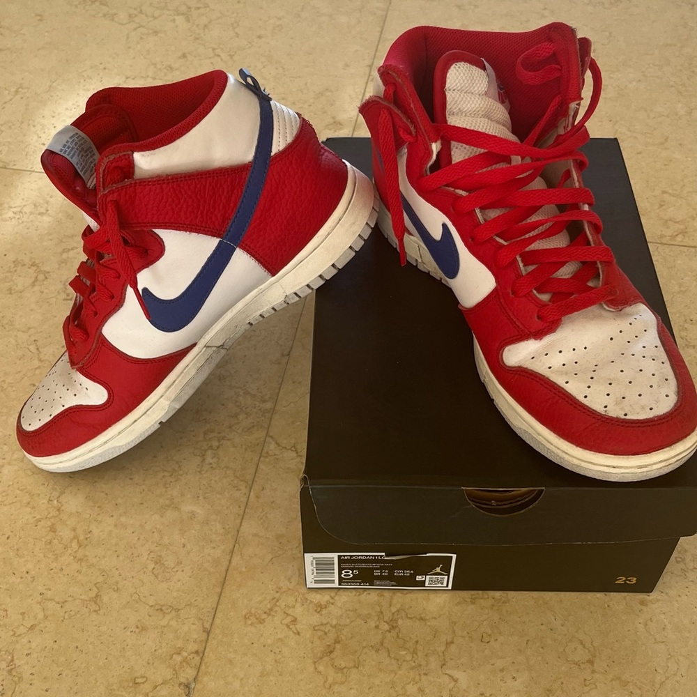 Nike Red and White Sneakers High-Top Design